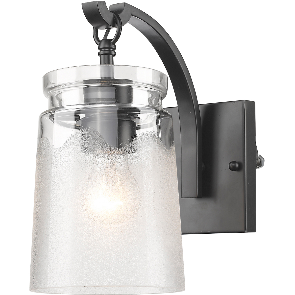 Travers 1 Light 5.5 inch Matte Black Wall Sconce Wall Light in Clear Frosted Artisan, Damp