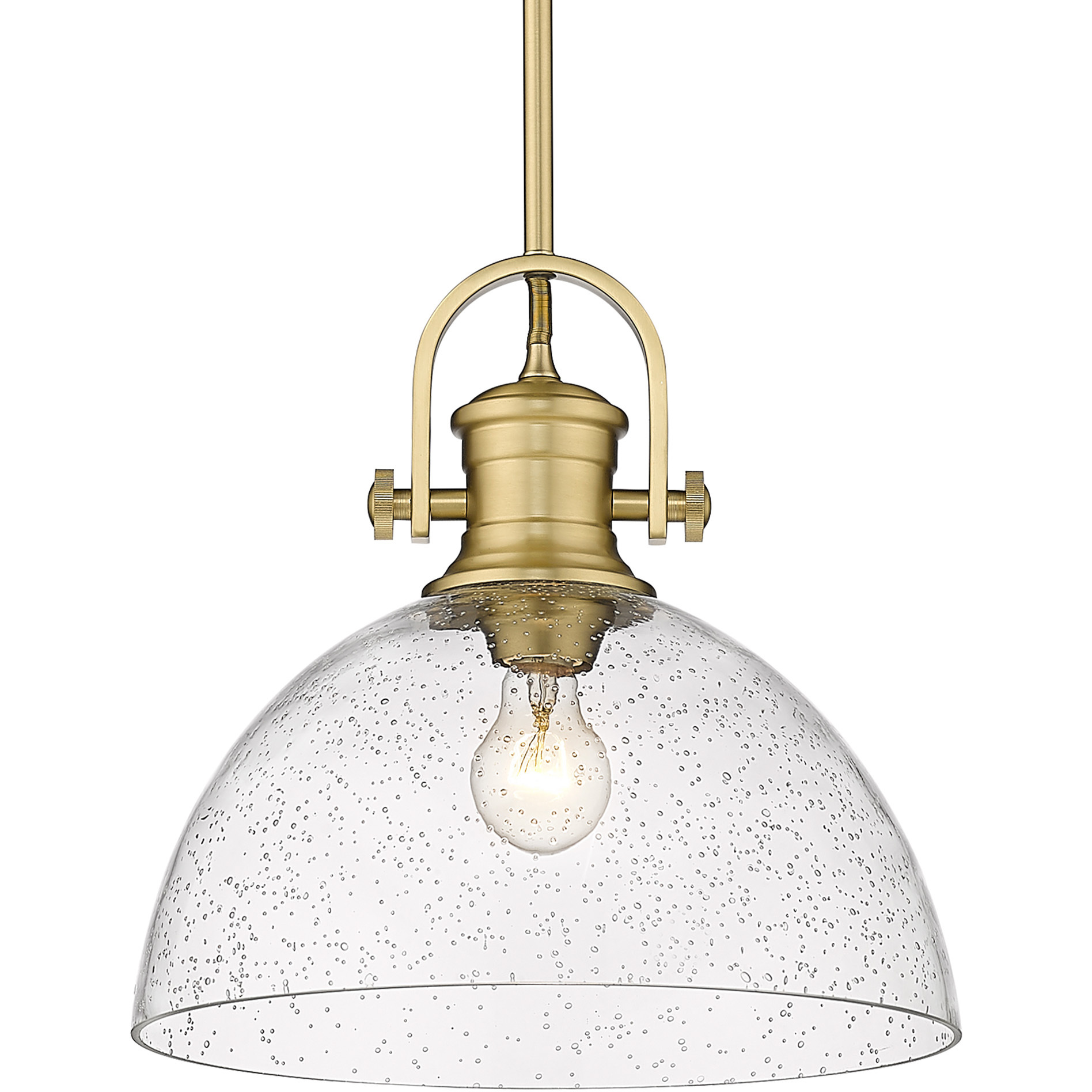 Yep Hines 1 Light 13.5 inch Brushed Champagne Brass Pendant Ceiling Light in Seeded Glass, Large