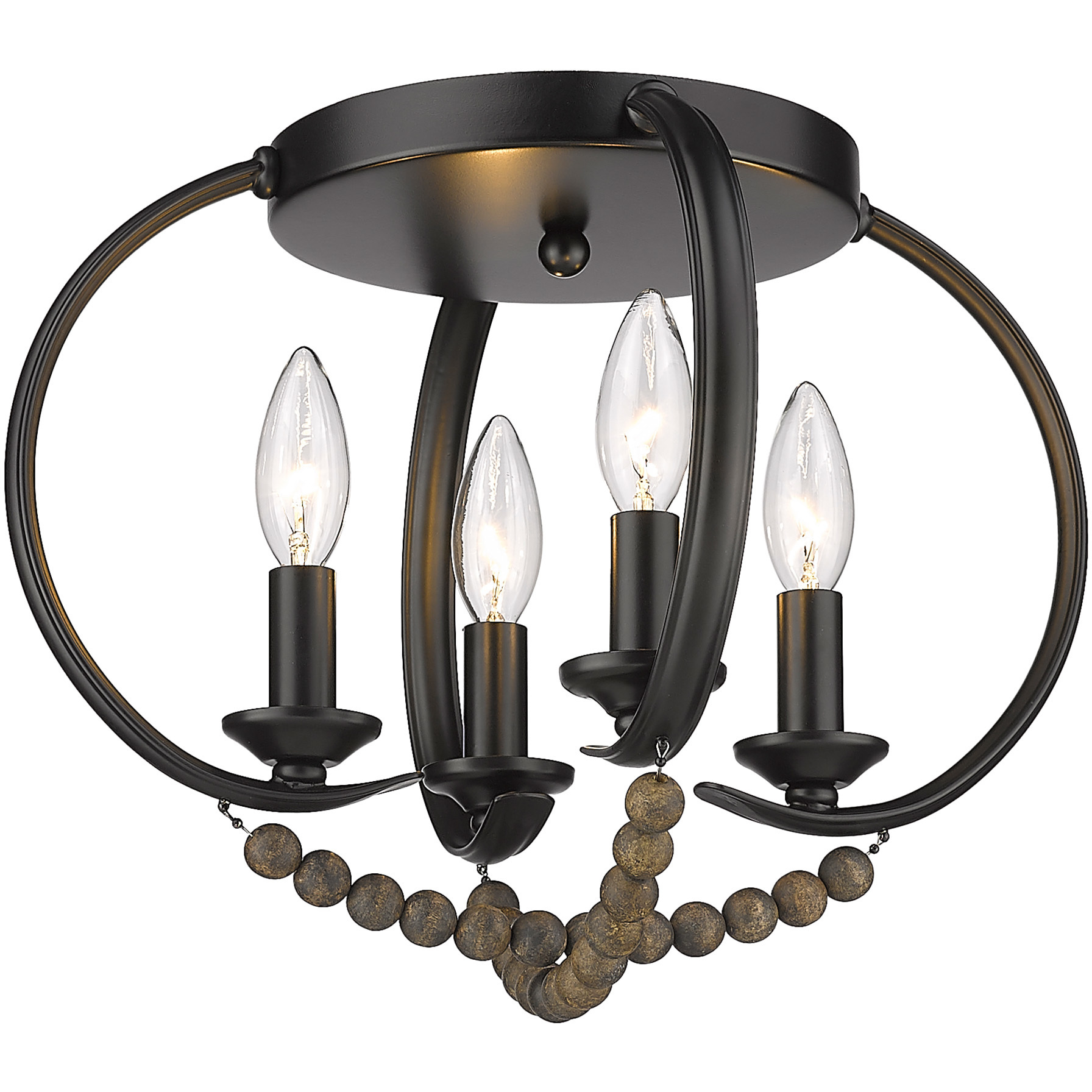 Flori 4 Light 14.5 inch Matte Black Flush Mount Ceiling Light