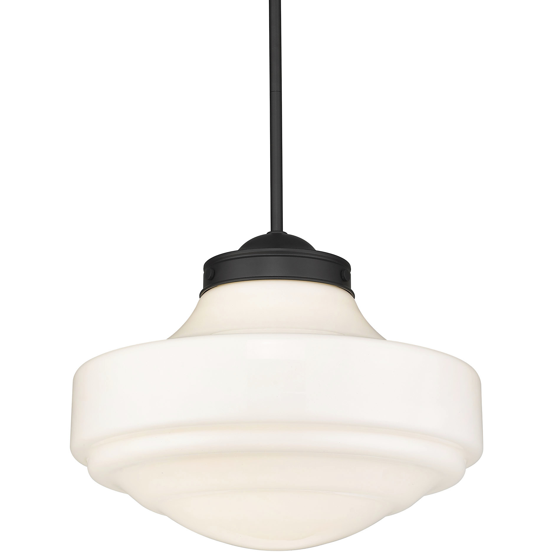 Ingalls 1 Light 16 inch Matte Black Pendant Ceiling Light in Vintage Milk Glass, Large