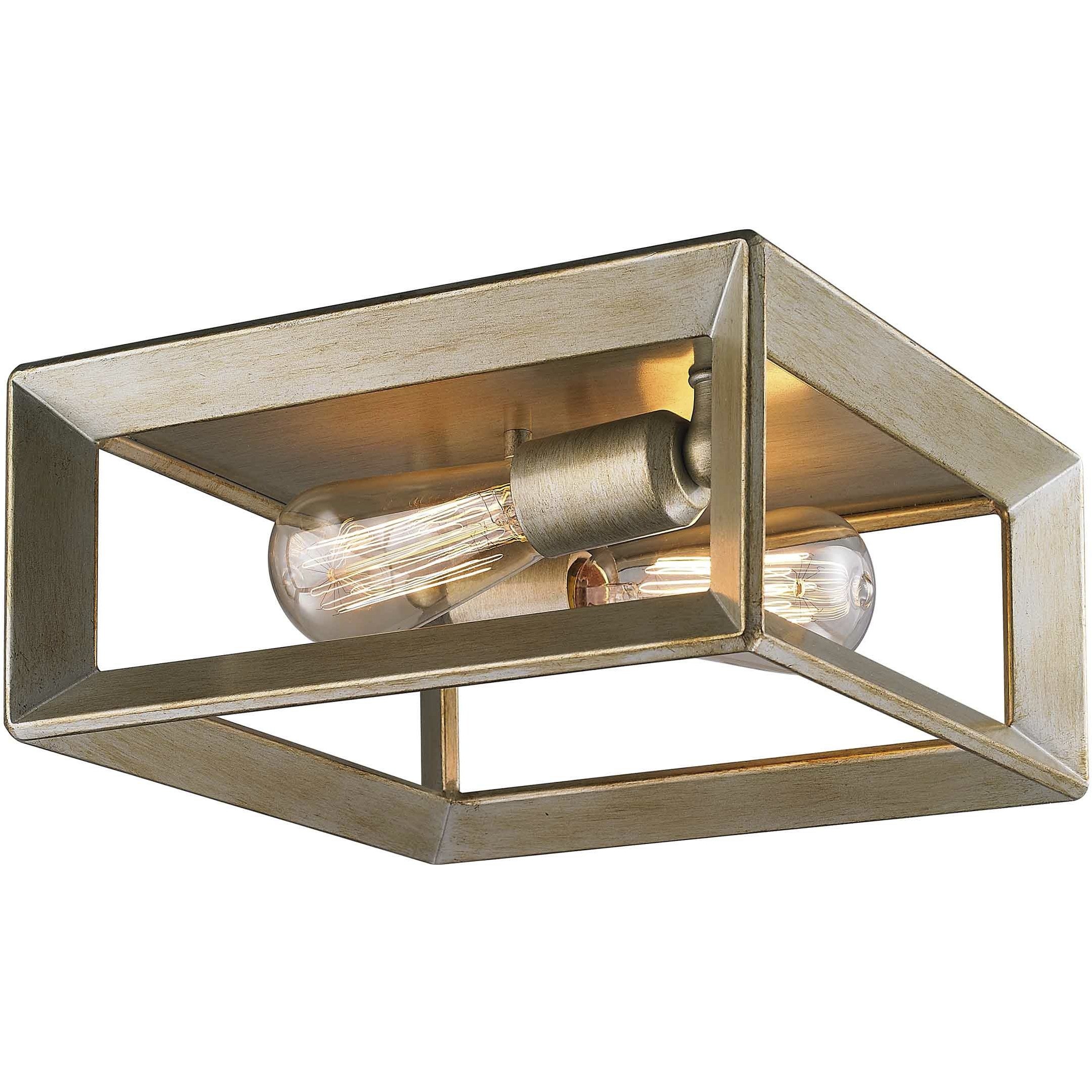 Smyth 2 Light 11.5 inch White Gold Flush Mount Ceiling Light, Damp