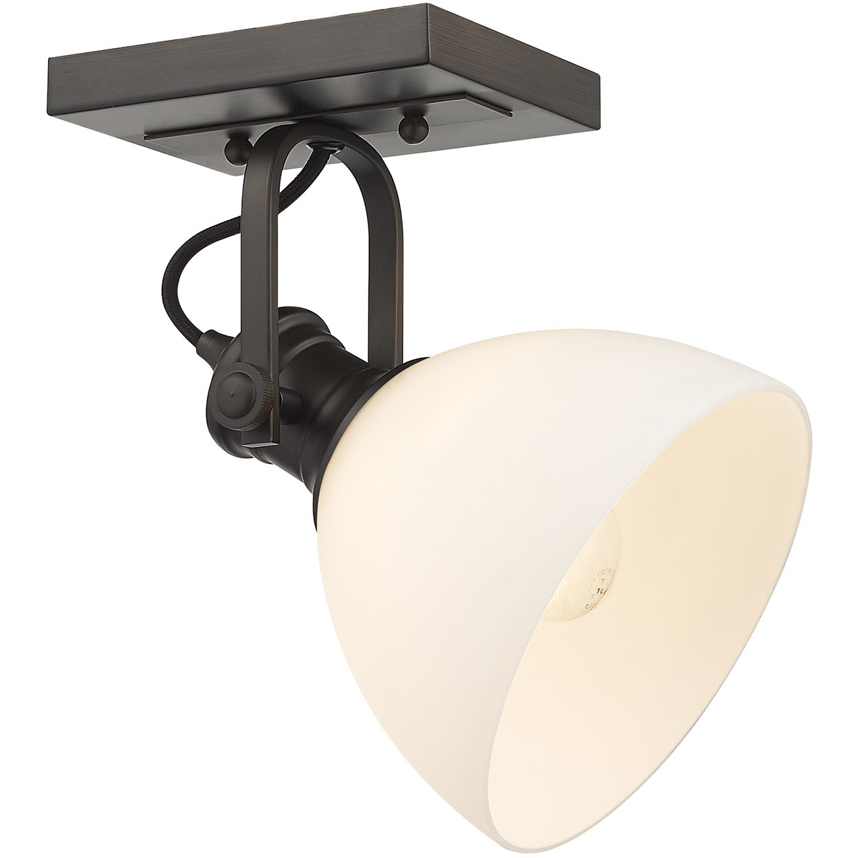 Yep Hines 1 Light 6.88 inch Rubbed Bronze Adjustable Semi-Flush Mount Ceiling Light in Opal Glass, Damp