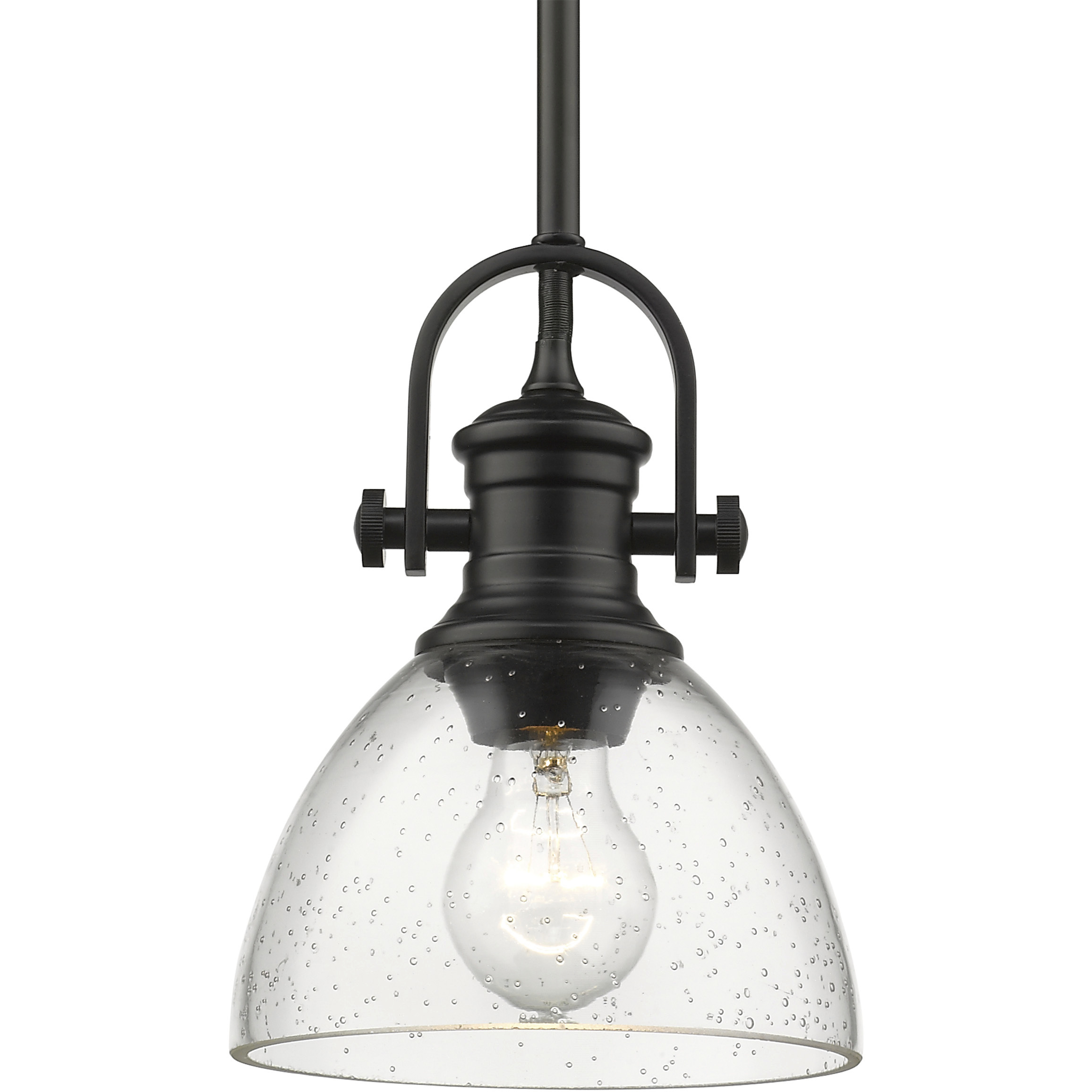 Yep Hines 1 Light 6.88 inch Matte Black Pendant Ceiling Light in Seeded Glass