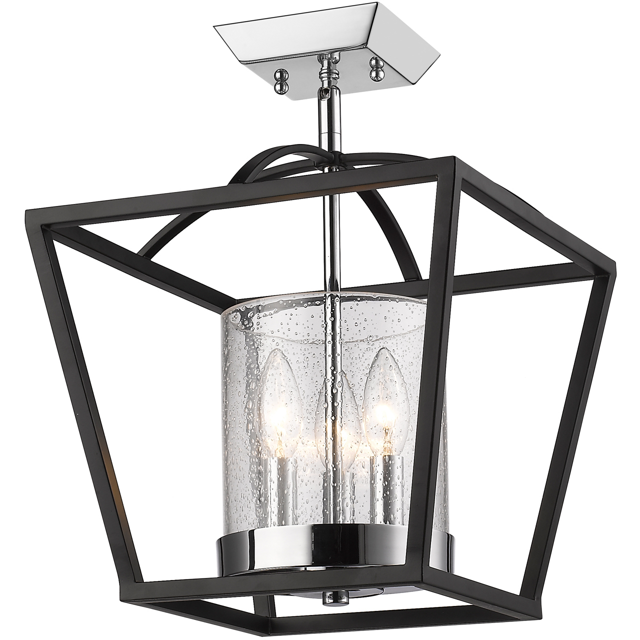 Mercer 3 Light 11.75 inch Matte Black/Chrome Semi-Flush Mount Ceiling Light, Convertible