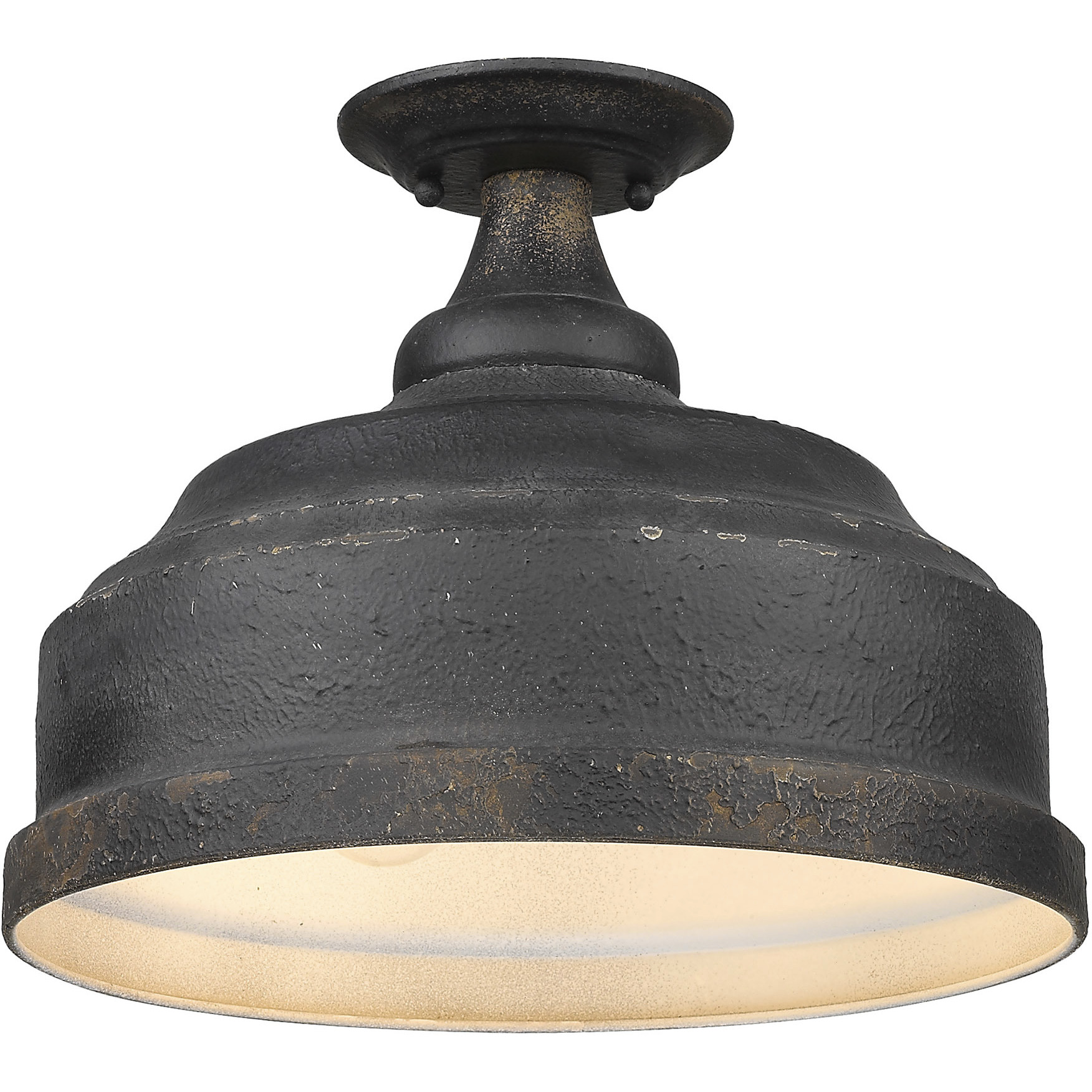 Keating 3 Light 13.75 inch Antique Black Iron Semi-Flush Mount Ceiling Light