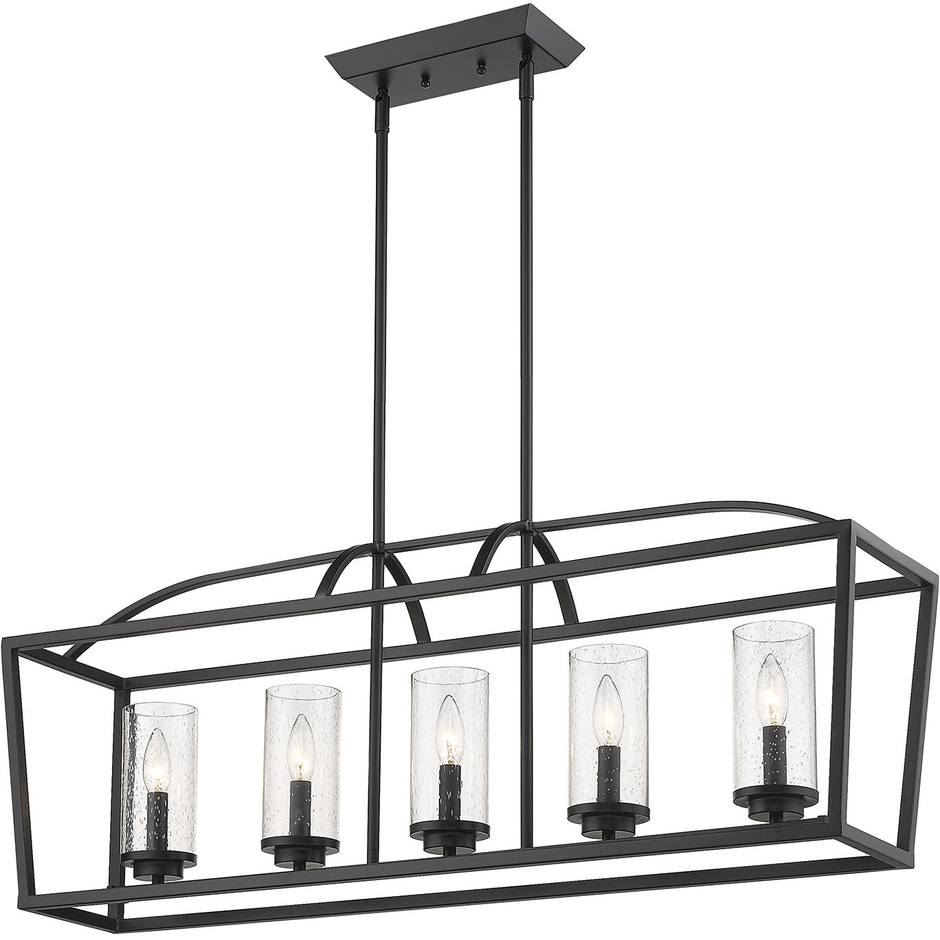Mercer Island Light Ceiling Light in Seeded Glass, Matte Black/Matte Black