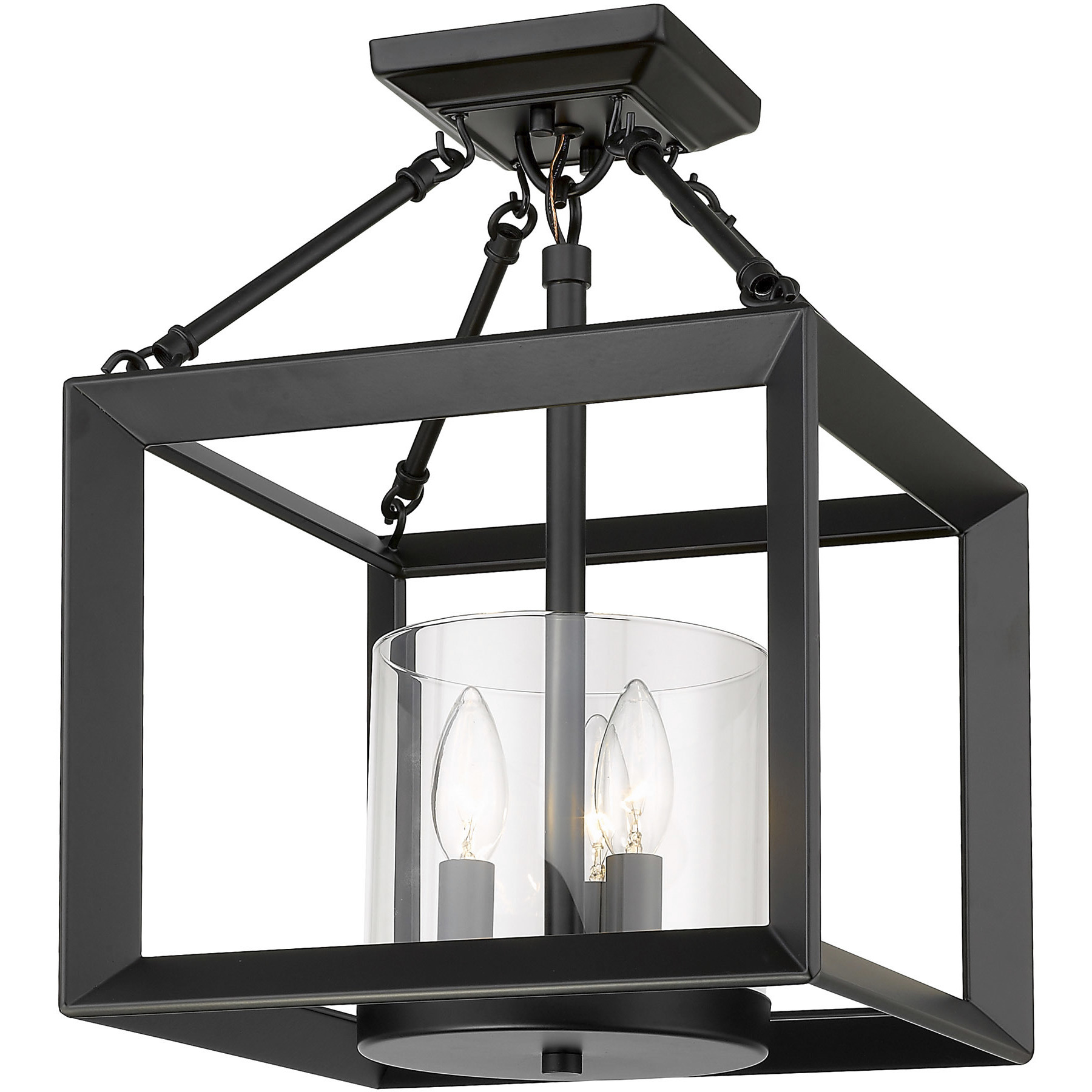 Smyth 3 Light 11.75 inch Matte Black Semi-Flush Mount Ceiling Light in Clear Glass