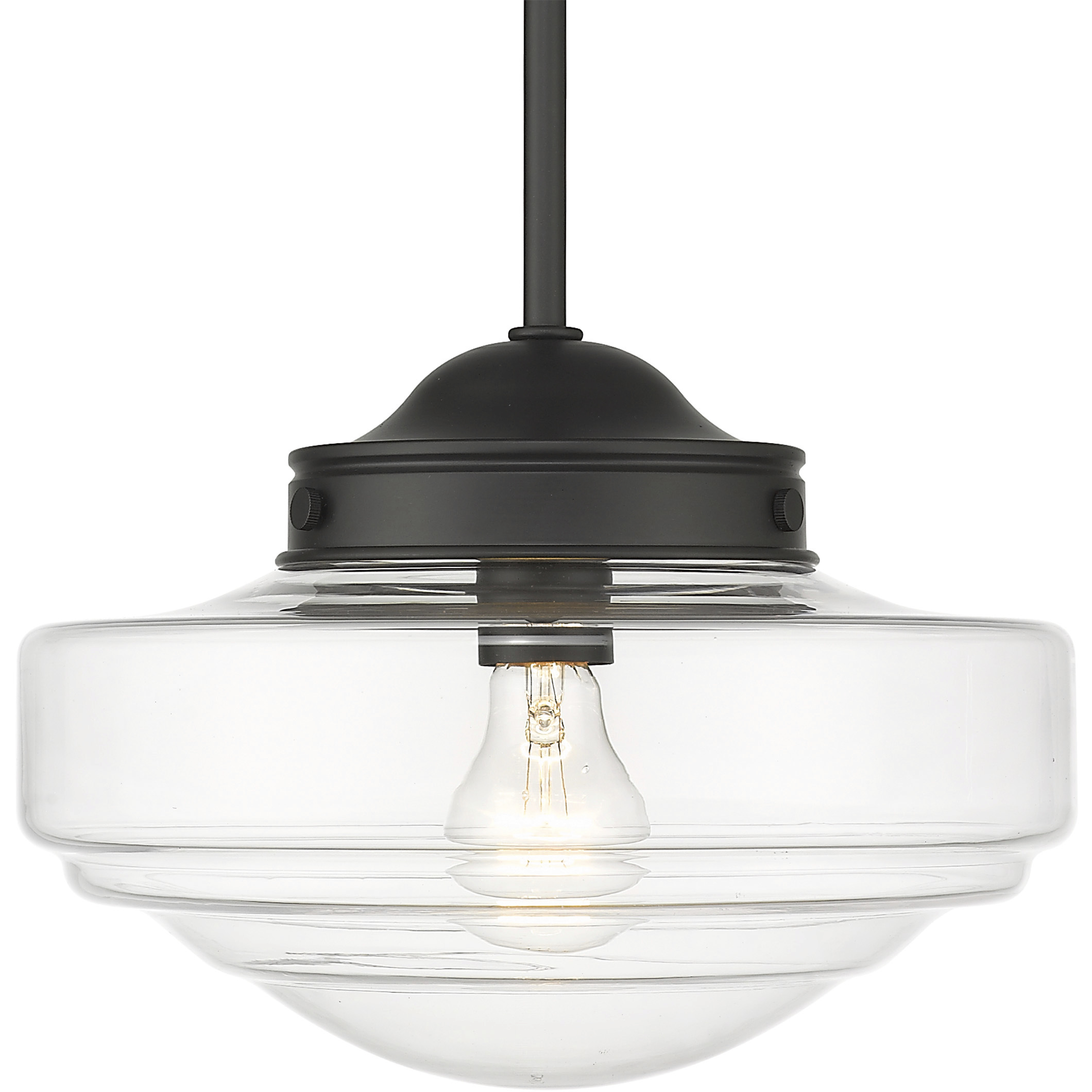 Ingalls 1 Light 12 inch Matte Black Pendant Ceiling Light in Clear Glass, Medium