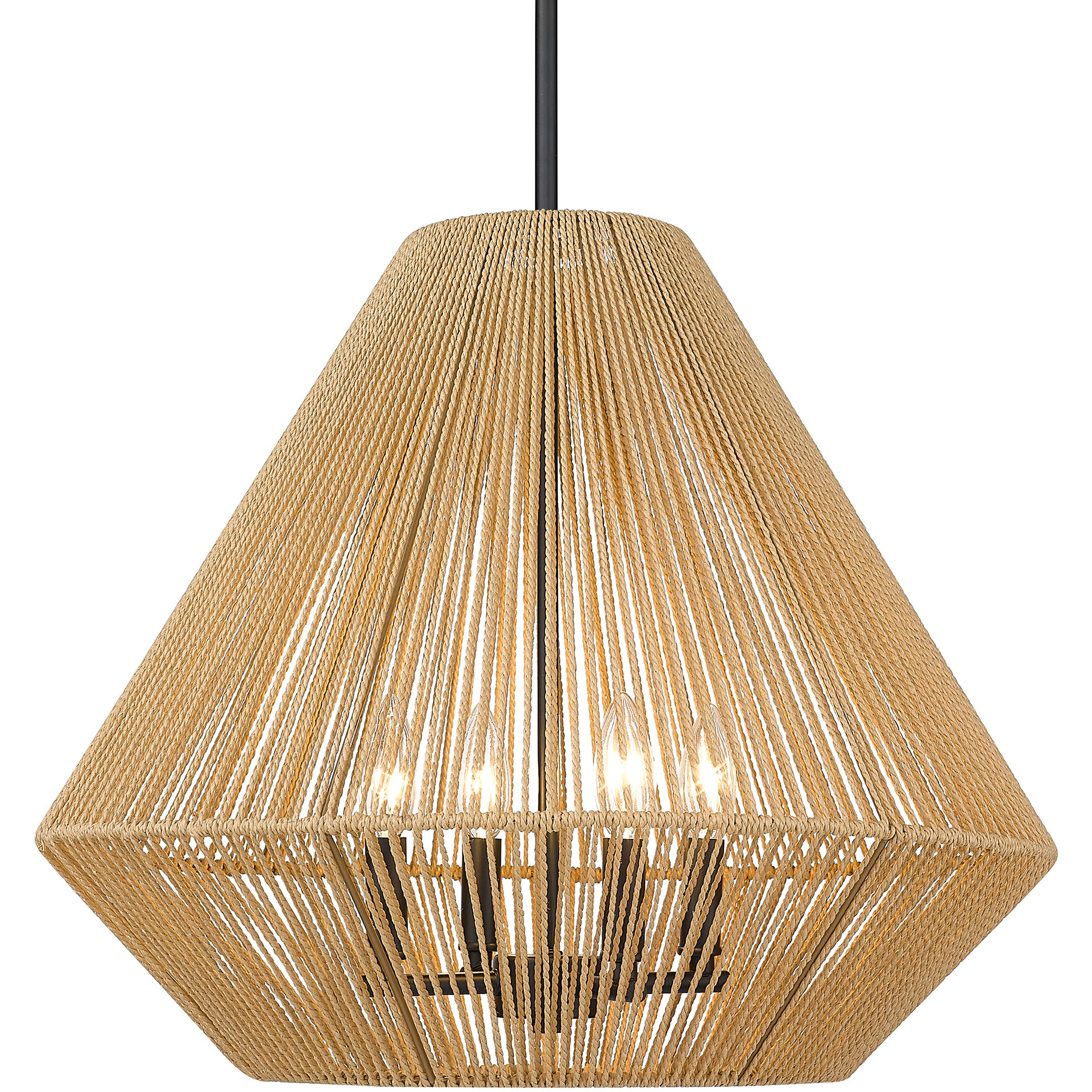 Valentina 4 Light 21 inch Matte Black Pendant Ceiling Light in Natural Raphia
