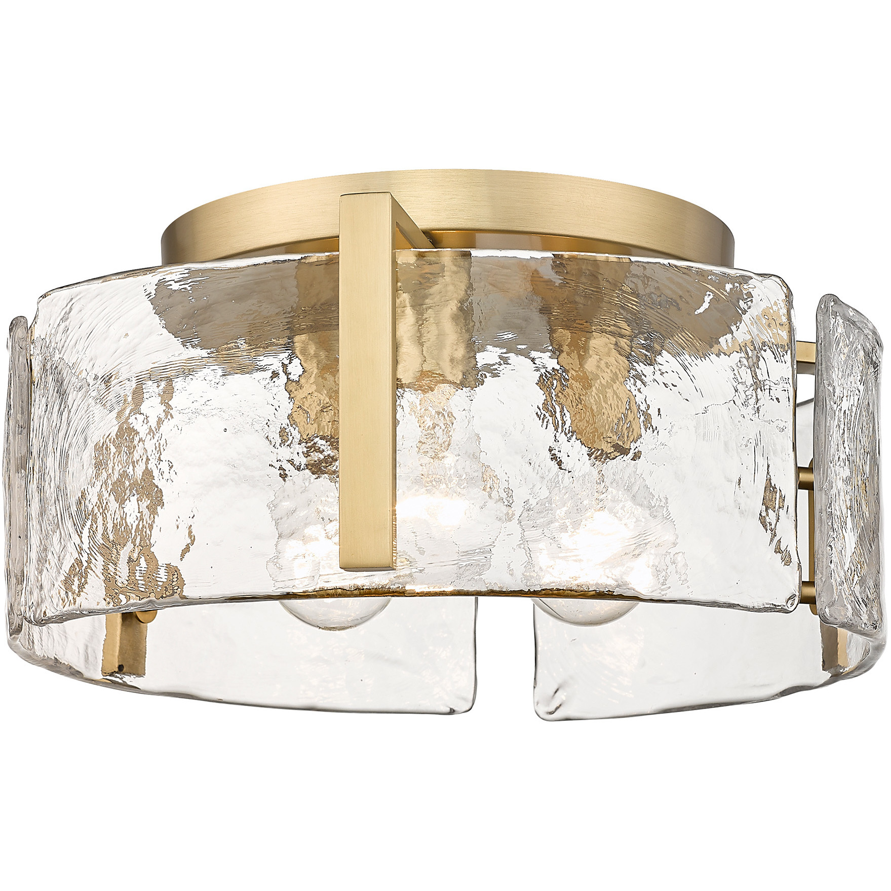 Aenon 3 Light 15 inch Brushed Champagne Brass Flush Mount Ceiling Light