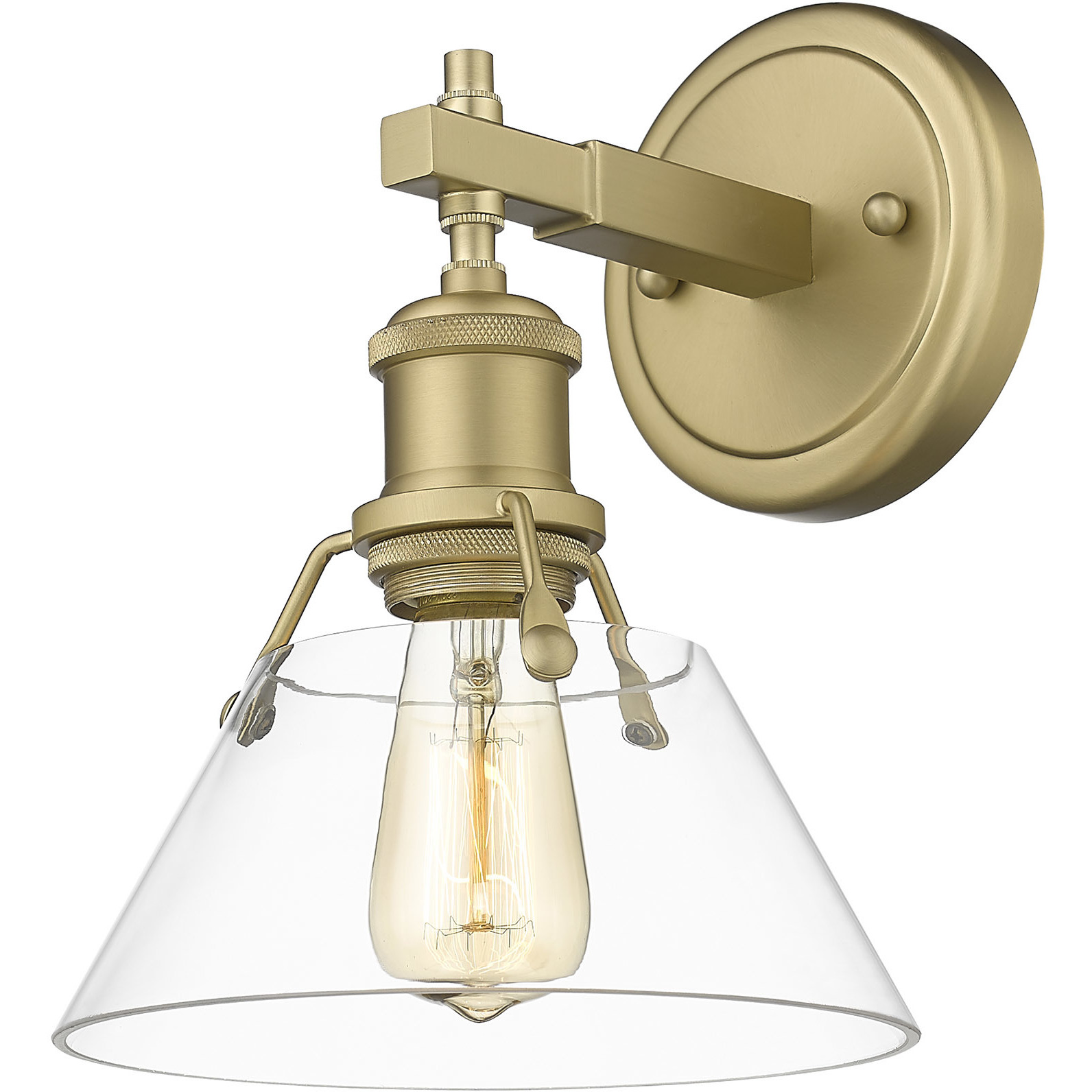 Yep Orwell Vanity Wall Light in Clear Glass, Brushed Champagne Brass