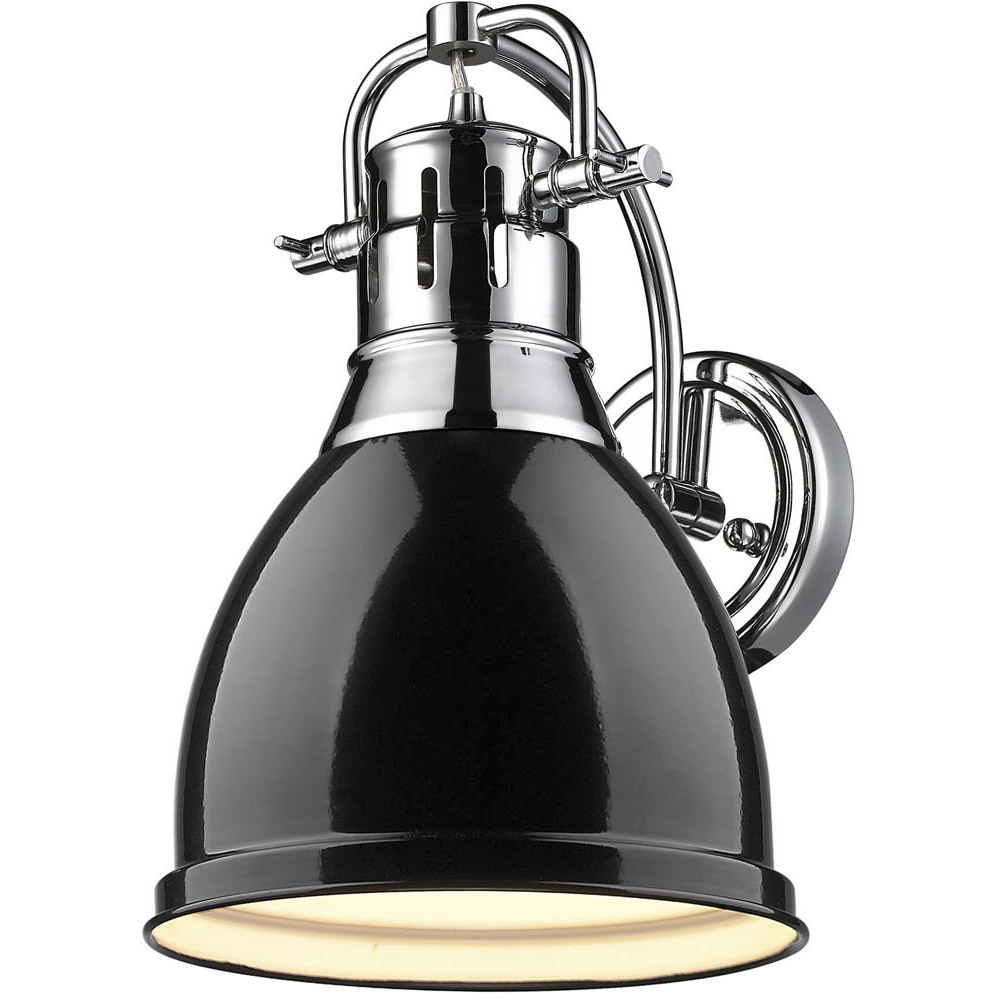 Yep Duncan 1 Light 8.88 inch Chrome Wall Sconce Wall Light in Black, Damp