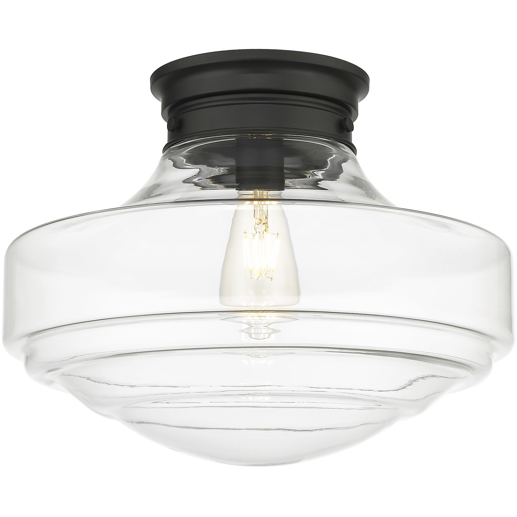 Ingalls 1 Light 16 inch Matte Black Semi-Flush Mount Ceiling Light in Clear Glass, Large