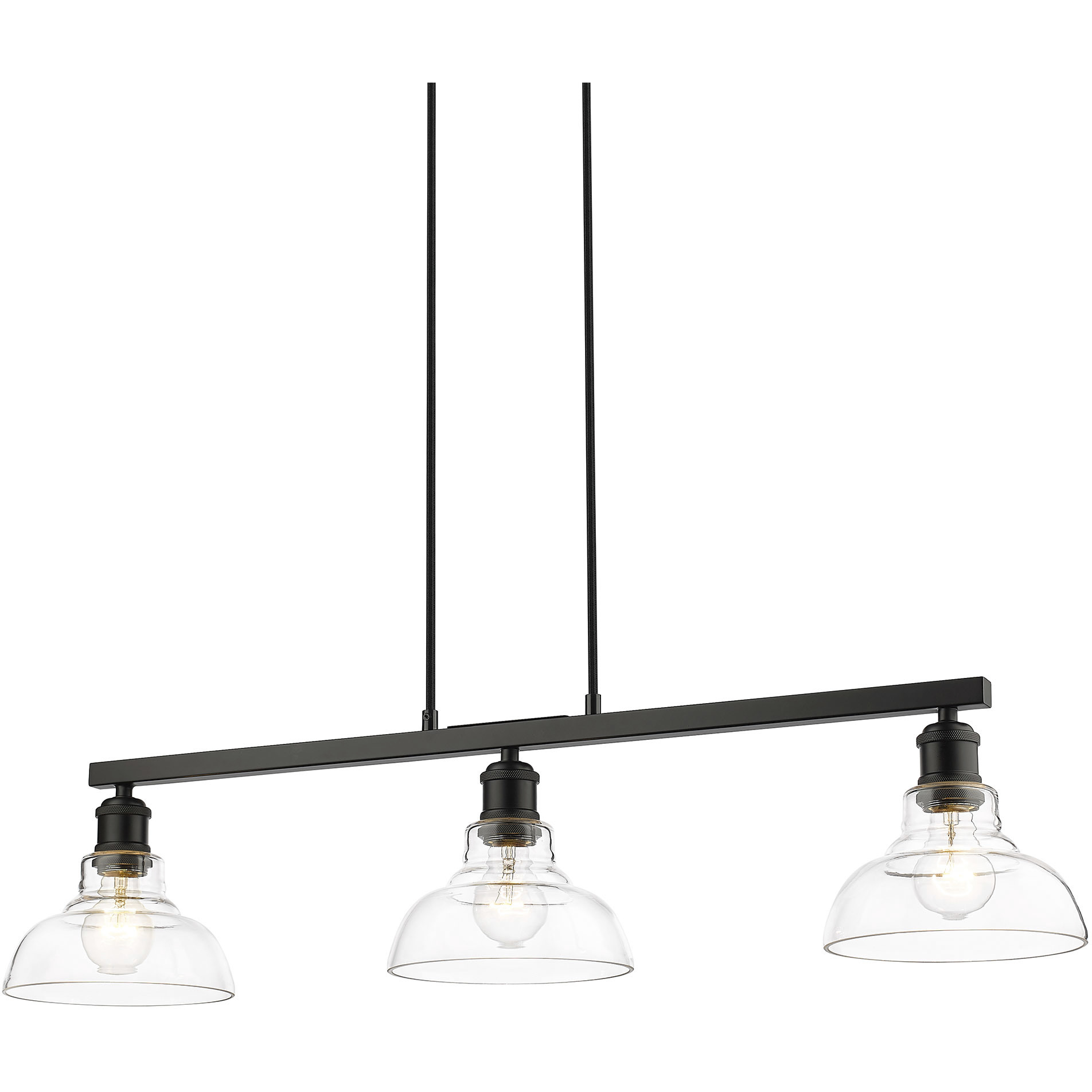 Yep Carver Island Light Ceiling Light in Matte Black, Clear Glass