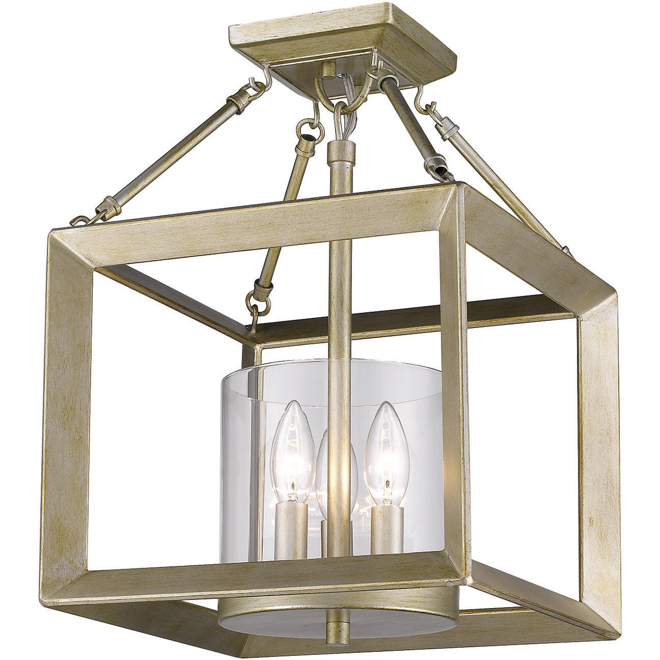 Smyth 3 Light 11.75 inch White Gold Chandelier Ceiling Light in Clear Glass, Mini