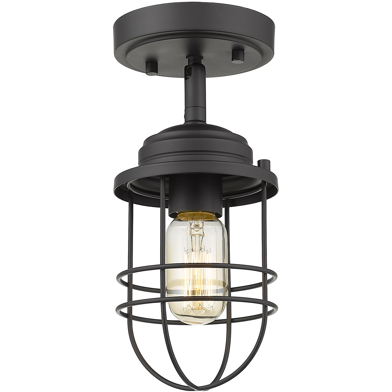 Seaport 1 Light 4.63 inch Matte Black Semi-Flush Mount Ceiling Light