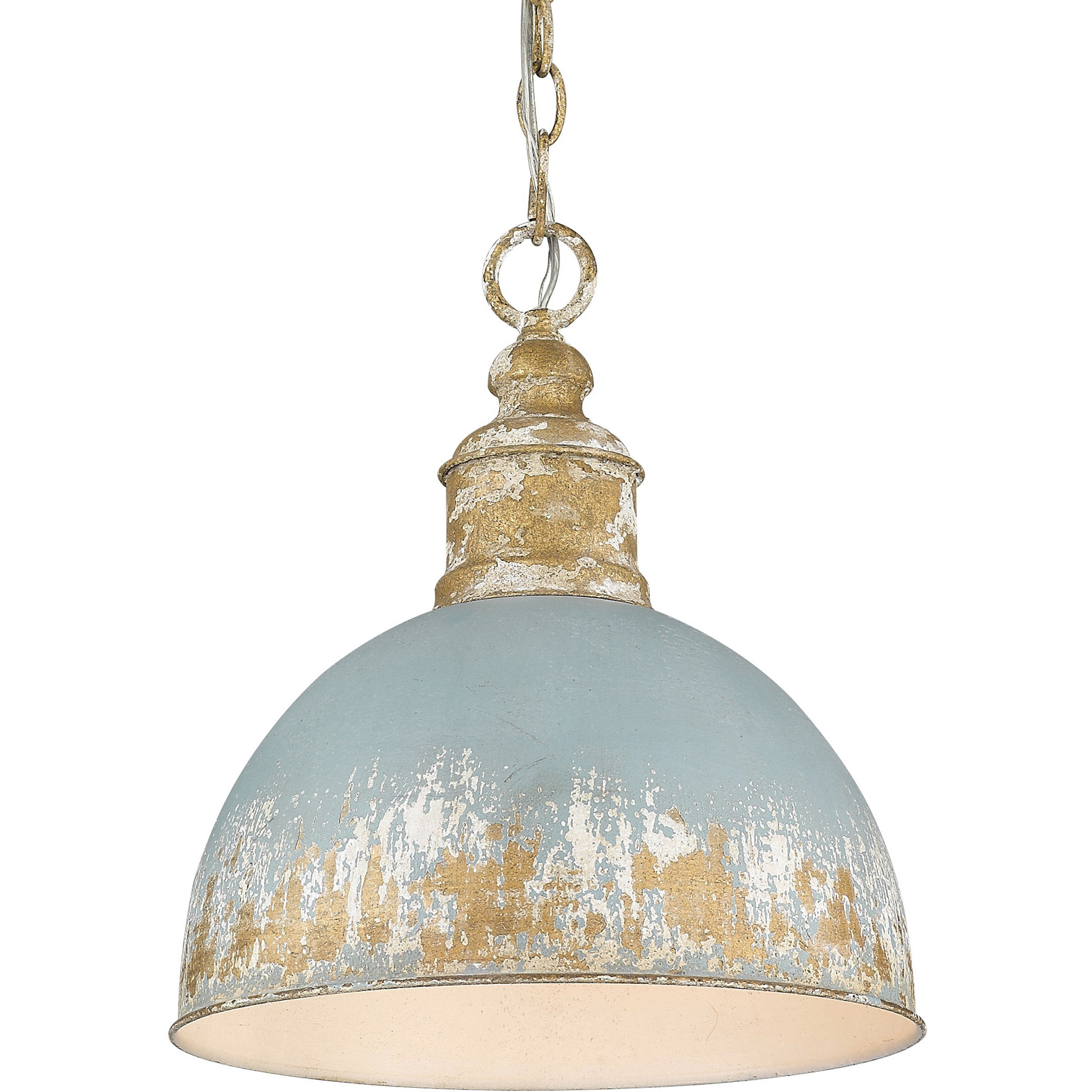 Alison 1 Light 12 inch Vintage Gold Pendant Ceiling Light in Antique Teal, Medium
