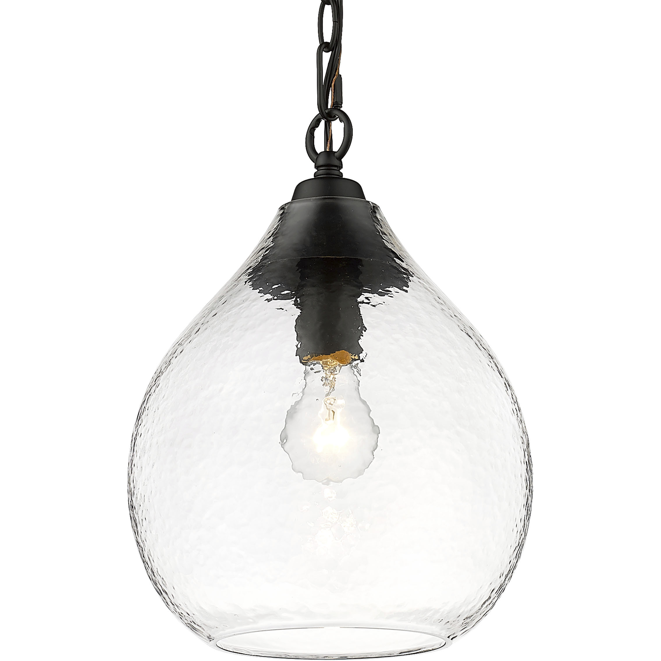 Ariella 1 Light 9.88 inch Matte Black Pendant Ceiling Light in Clear Hammered, Small