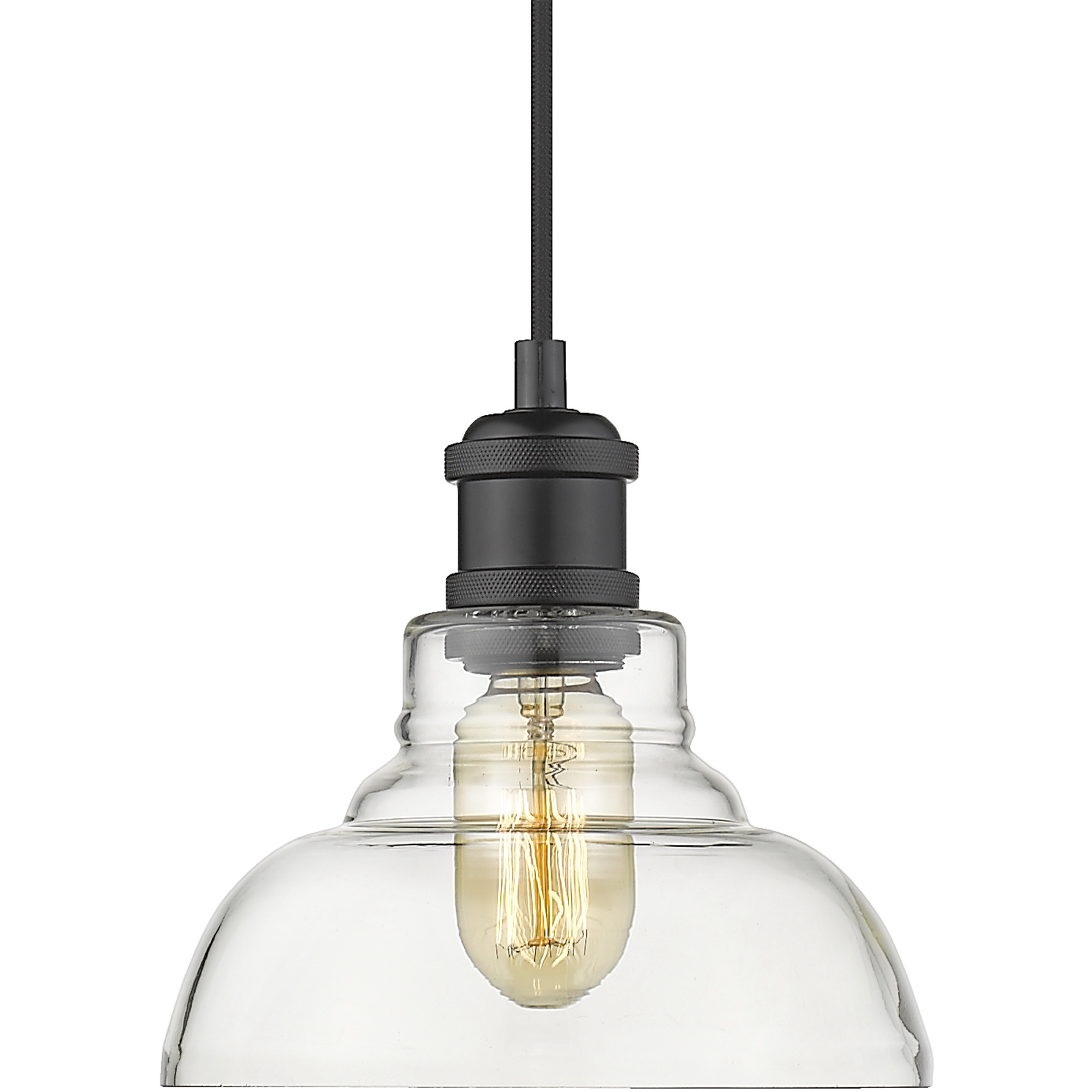 Yep Carver 1 Light 7.5 inch Matte Black Pendant Ceiling Light in Clear Glass, Small