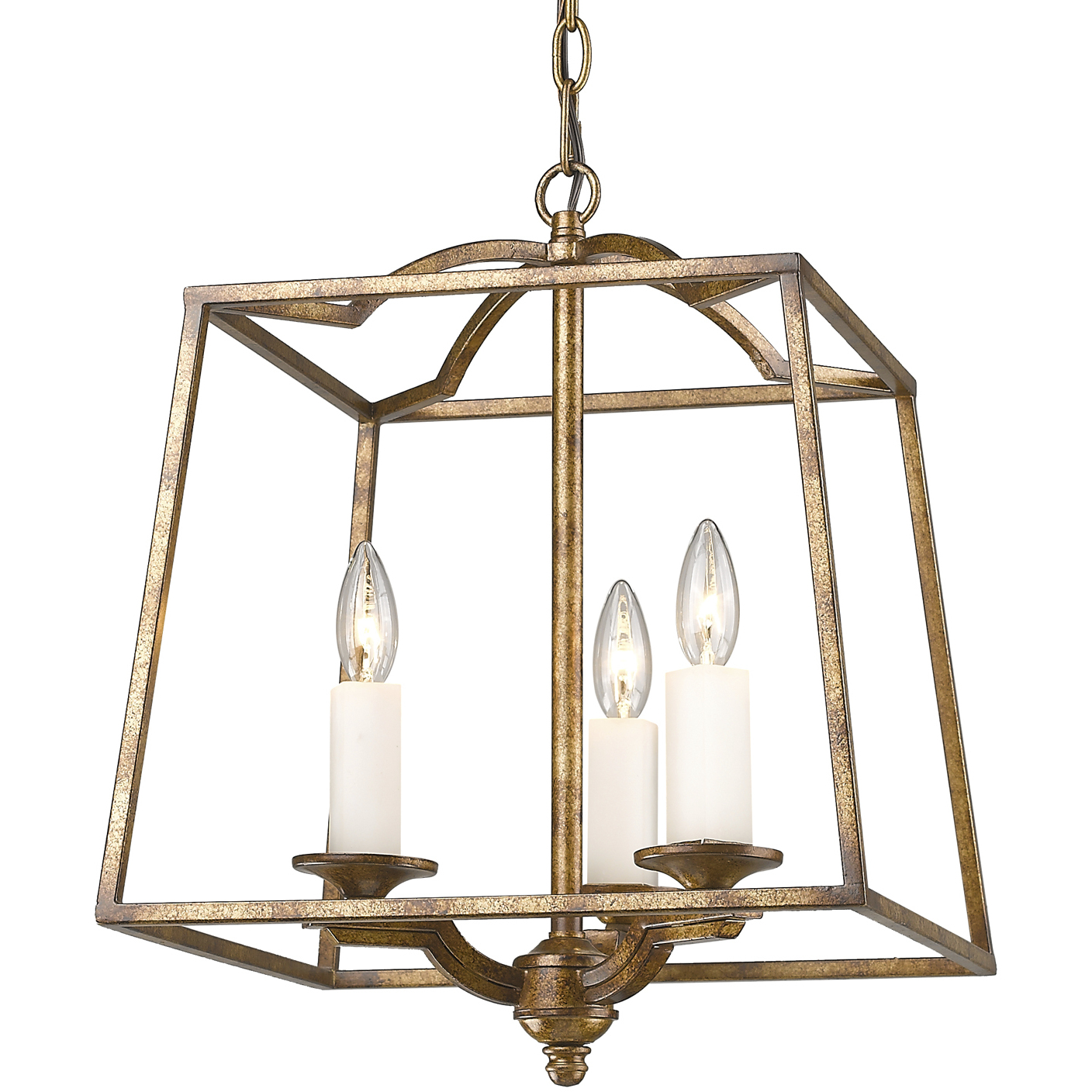 Athena 3 Light 14.5 inch Grecian Gold Pendant Ceiling Light, Caged