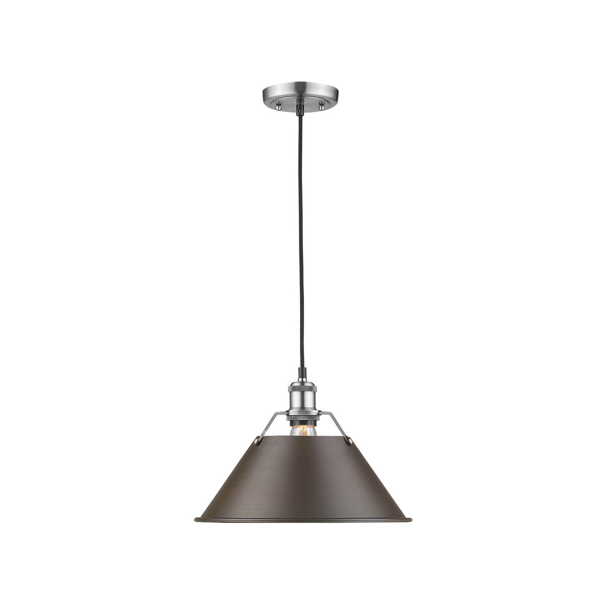 natural Golden Lighting 3306-L PW-RBZ Orwell 1 Light 14 inch Pewter