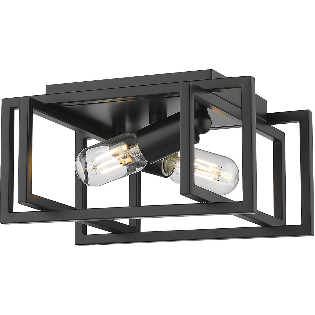 Tribeca 2 Light 11.5 inch Matte Black Flush Mount Ceiling Light, Damp